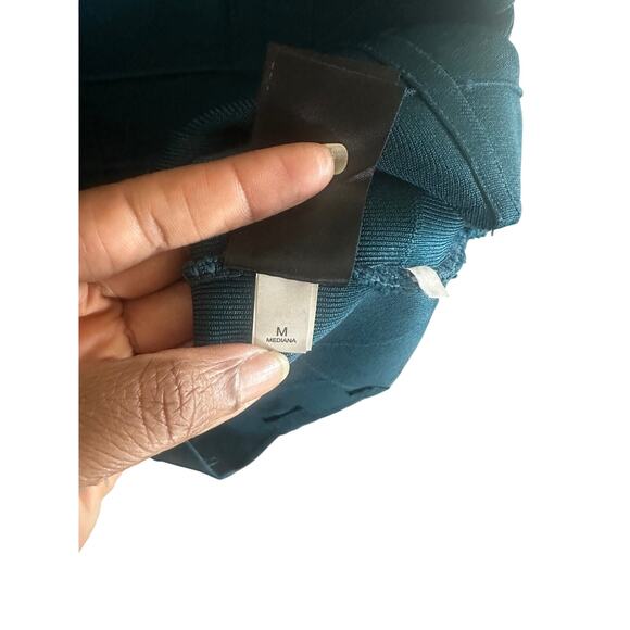 Bebe Women's Bandage Bodycon Dress Medium Long Sleeve Cutout Mini Teal Blue - Picture 10 of 16